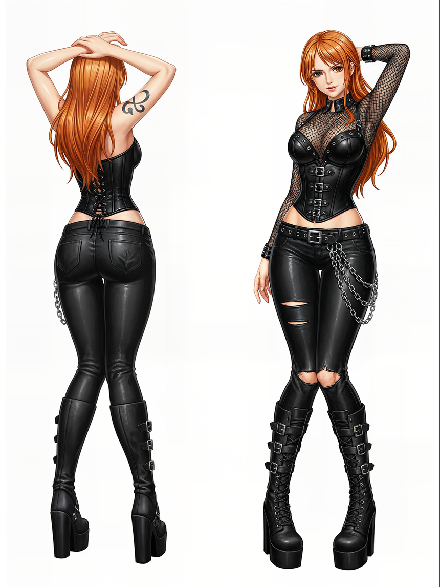 Dakimakura Nami Gotycka w Skórze, wzór