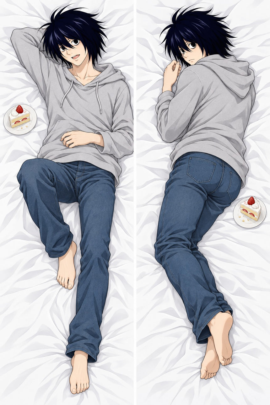 L Lawliet Grey Hoodie Body Pillow